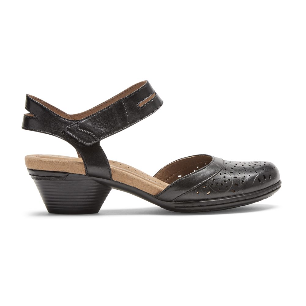 Rockport Canada Cobb Hill Laurel Perforated Mary Jane - Womens Sandals Black (JBI541863)